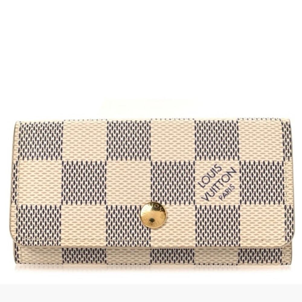 Louis Vuitton LV 4 Key Holder Damier Azur Authentic COA